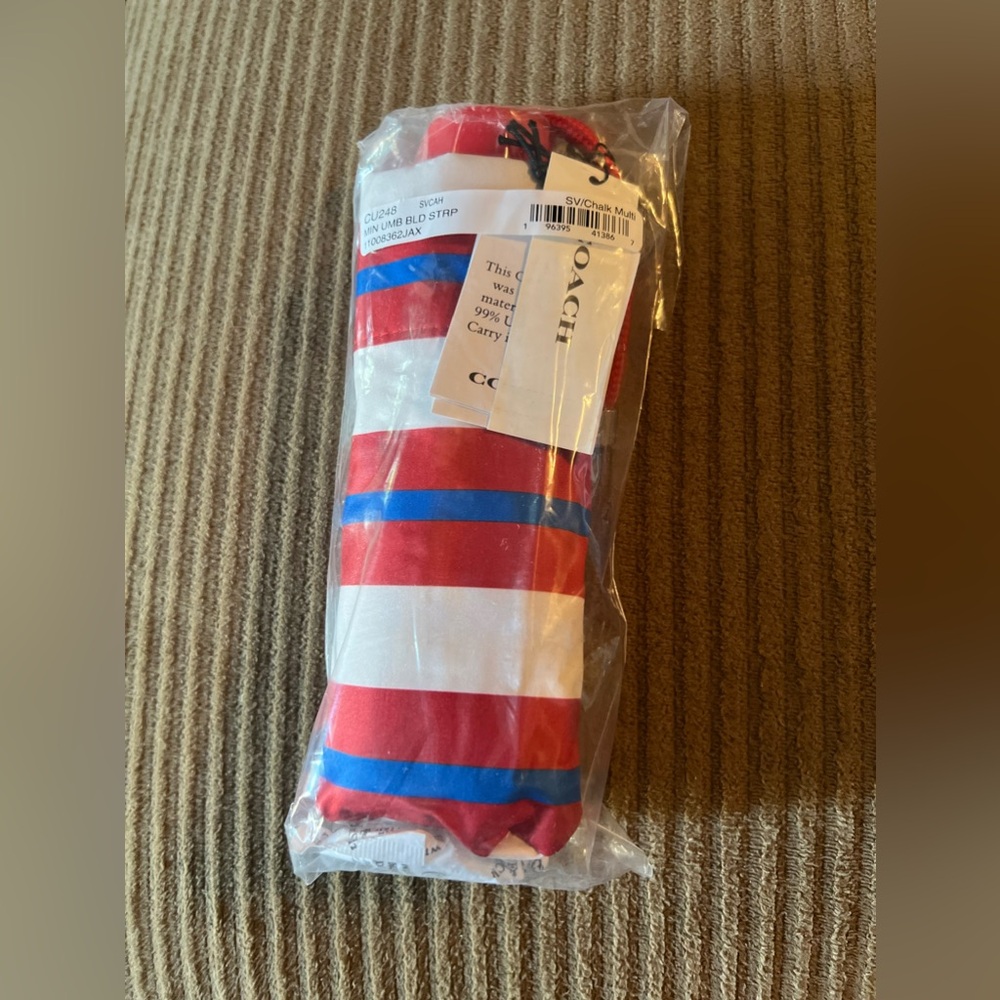 Coach Uv Protection Mini Umbrella In Stripe Print nwt in packaging - Picture 3 of 4